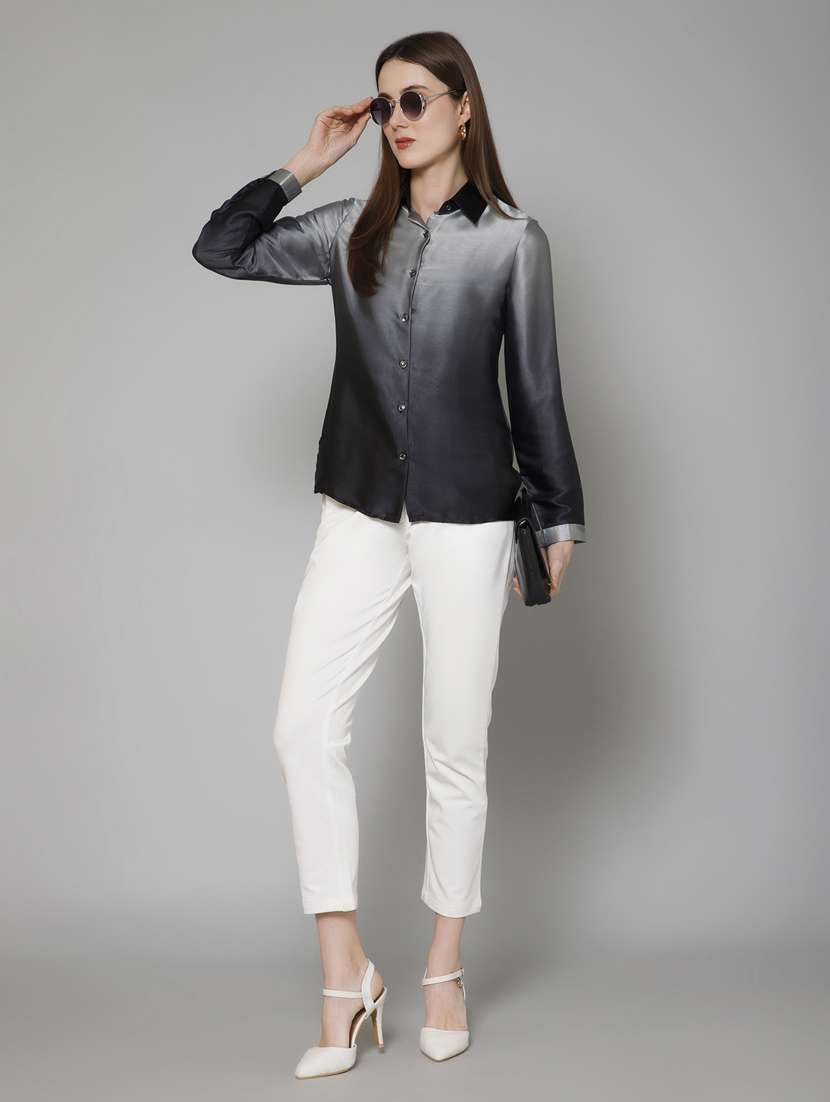 grey ombre detailed casual shirt - 21072206 - Standard Image - 4