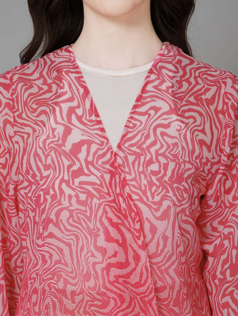 pink printed detailed shrug - 21072226 -  Standard Image - 6