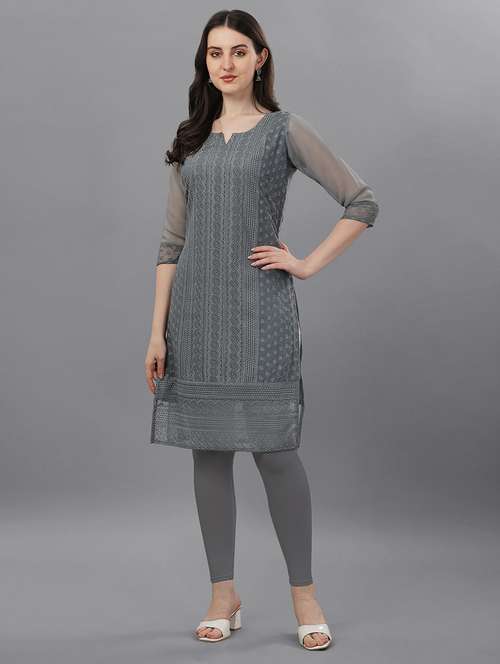 women embroidered straight kurta - 21072243 - Standard Image - 0