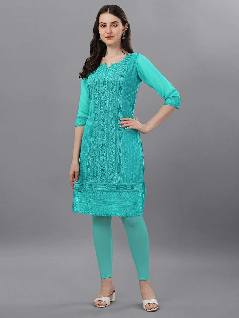 women embroidered straight kurta