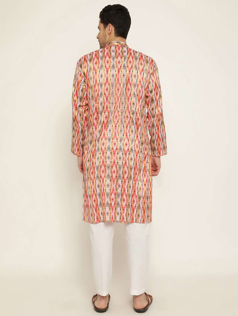 men mandarin neck printed kurta pyjama set - 21072262 - Standard Image - 4