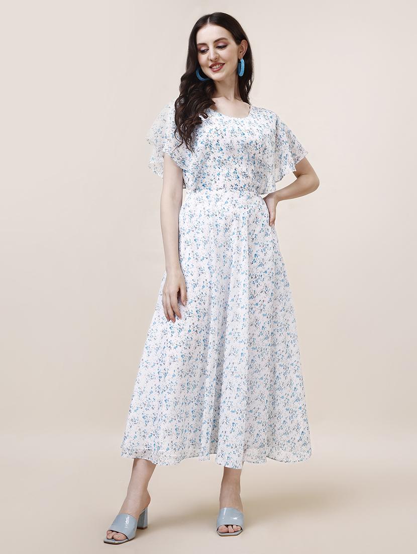 women round neck floral printed fit & flare dress - 21072580 - Zoom Image - 0
