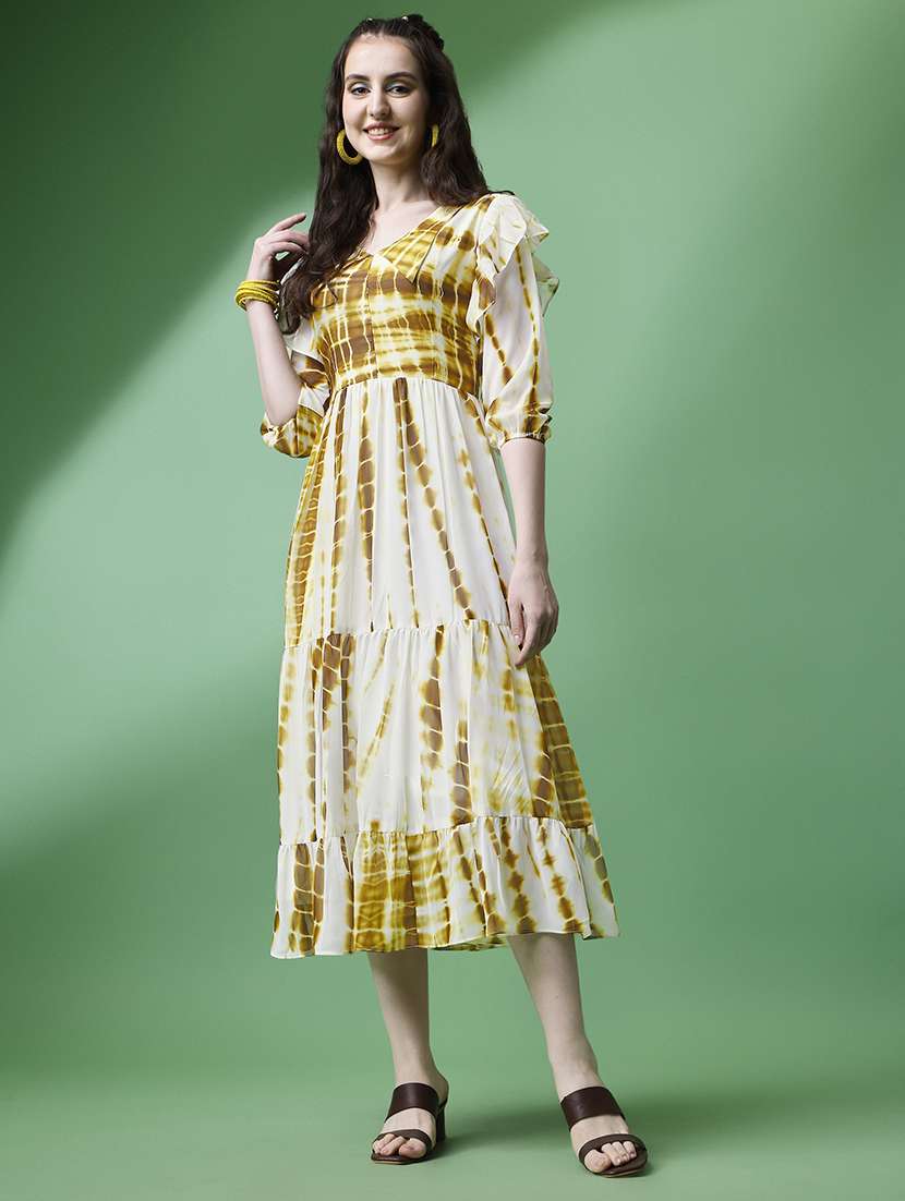 women white tie & dye tiered dress