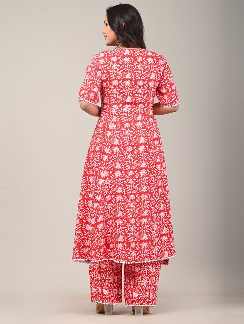 women red kurta paalazzo set with dupatta - 21072669 - Standard Image - 1