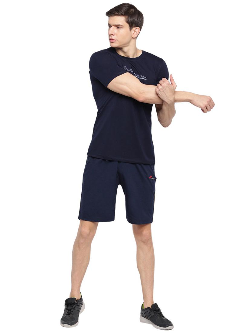 navy blue chest printed casual t-shirt - 21072772 - Standard Image - 4
