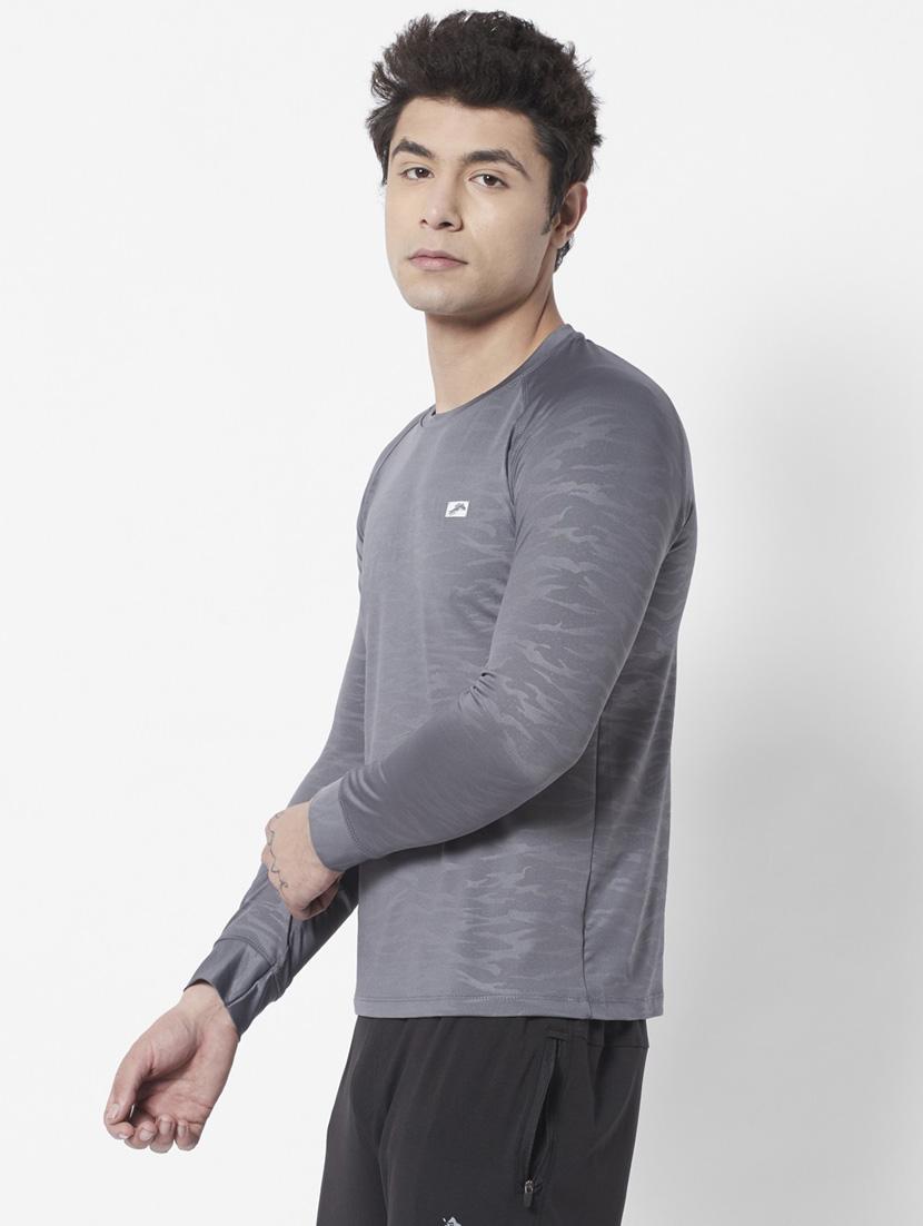 grey self design t-shirt - 21072780 - Standard Image - 1