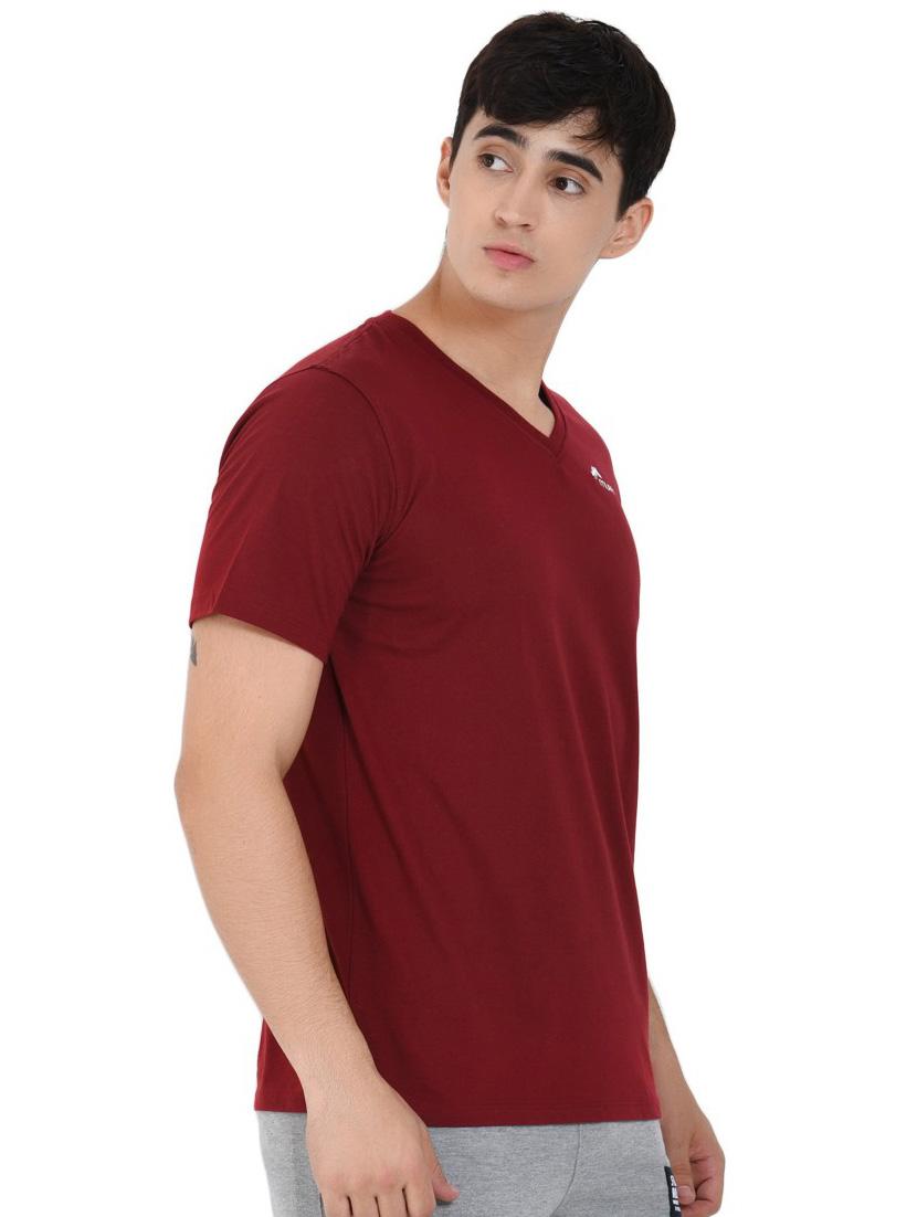 maroon cotton blend front print tshirt - 21072784 - Standard Image - 1