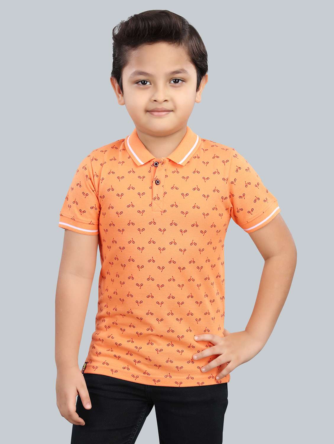 boys printed cotton polo t-shirt