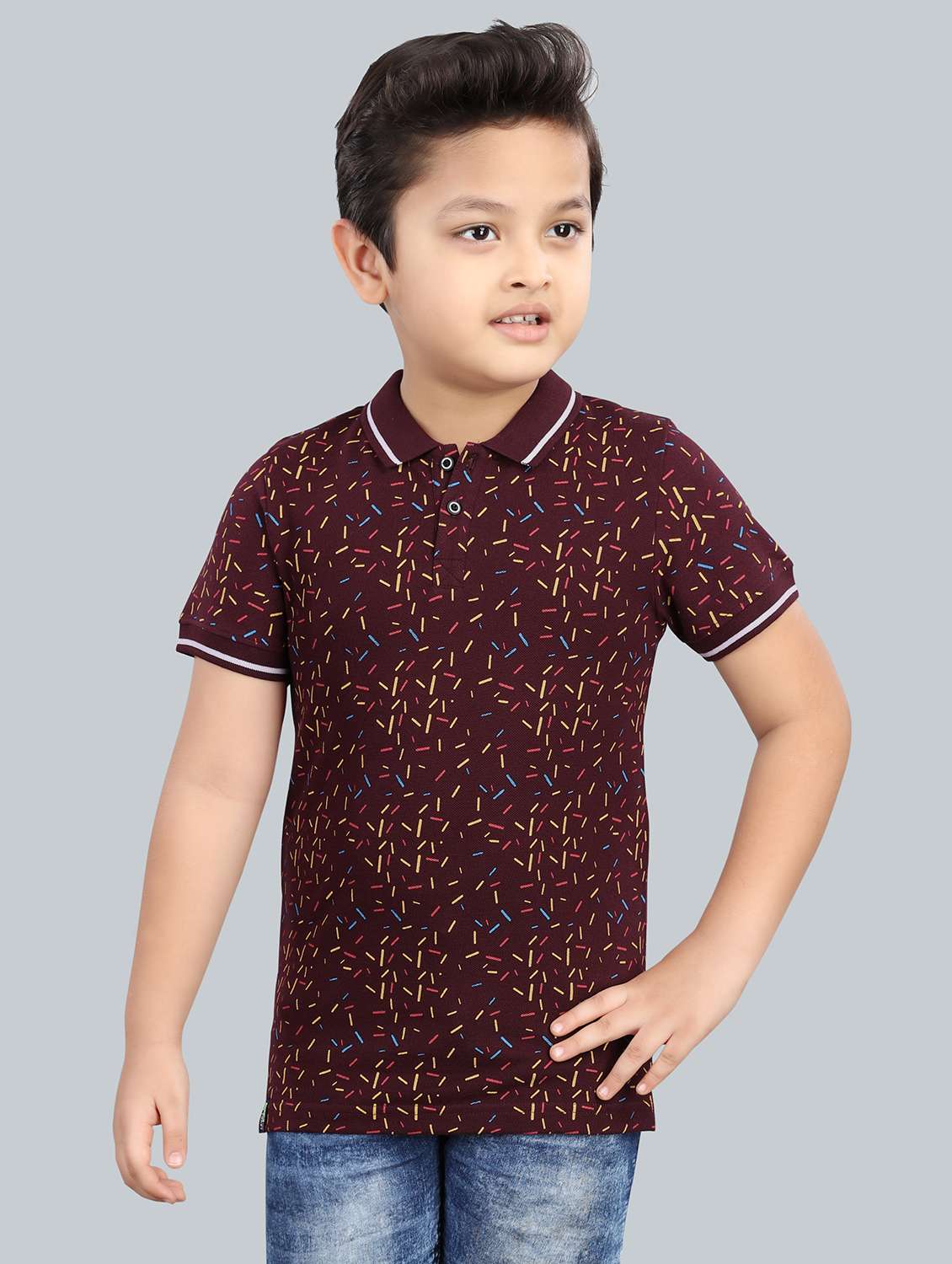 boys printed cotton polo t-shirt