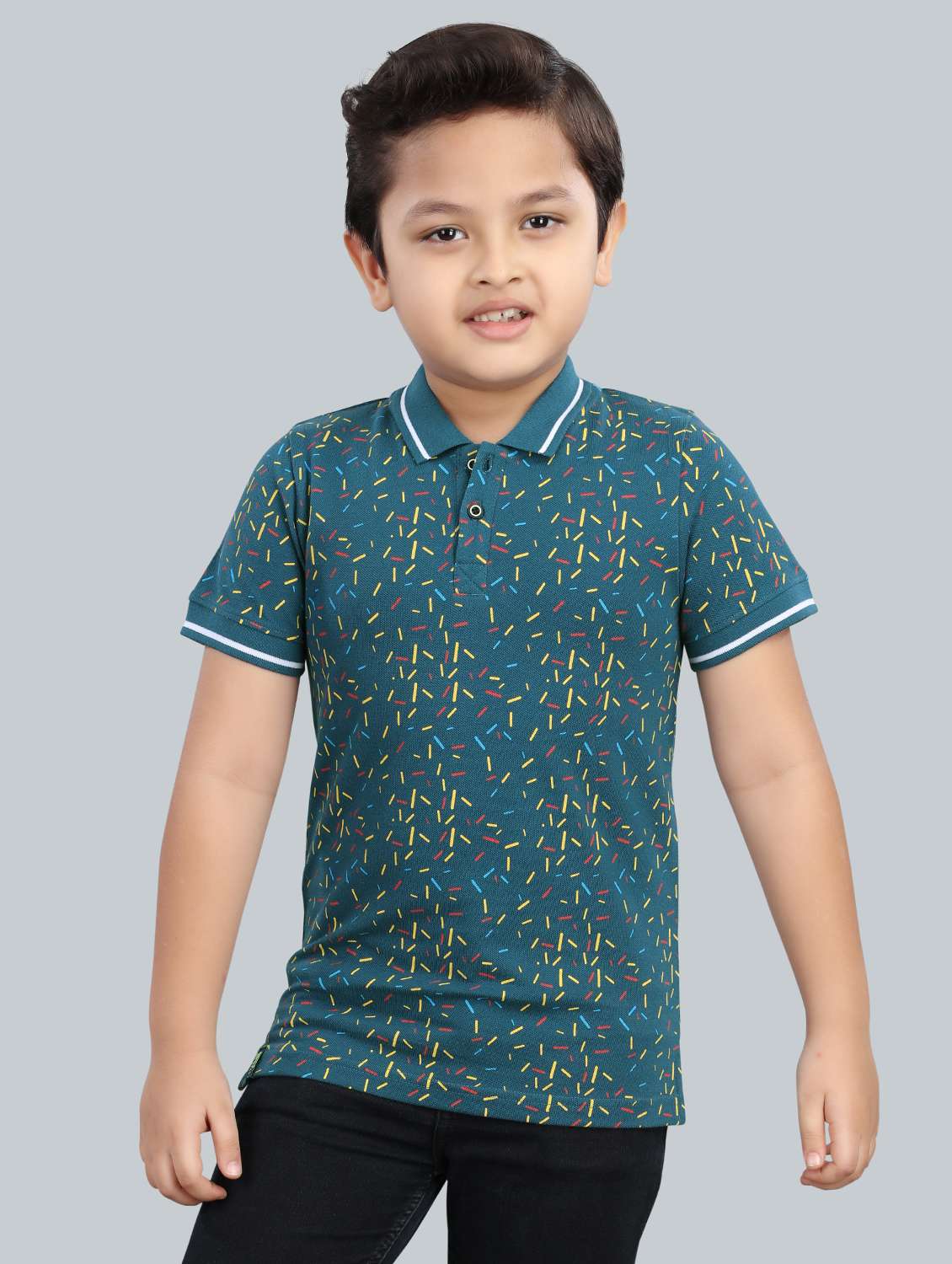 boys printed cotton polo t-shirt