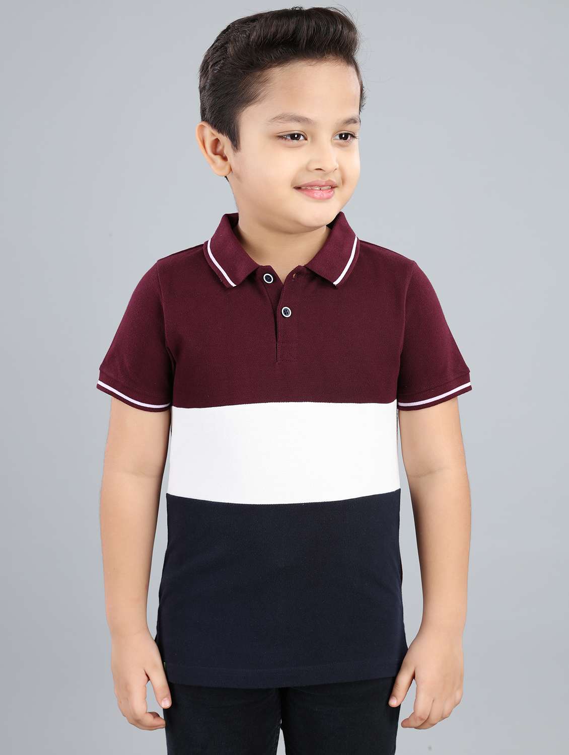boys color block cotton polo t-shirt