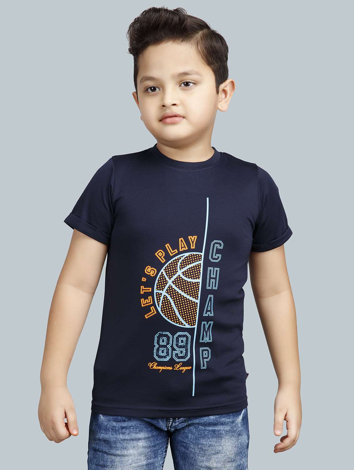 boys front print cotton t-shirt