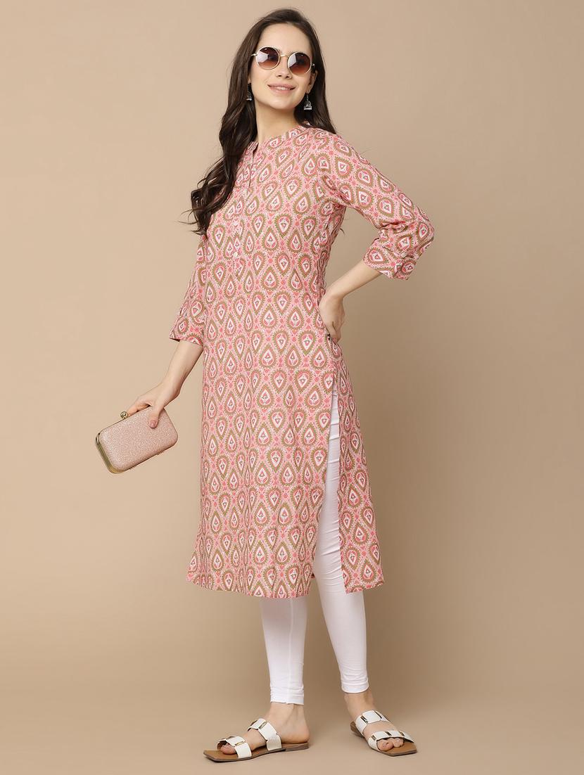 pink cotton straight kurta - 21073253 -  Standard Image - 1