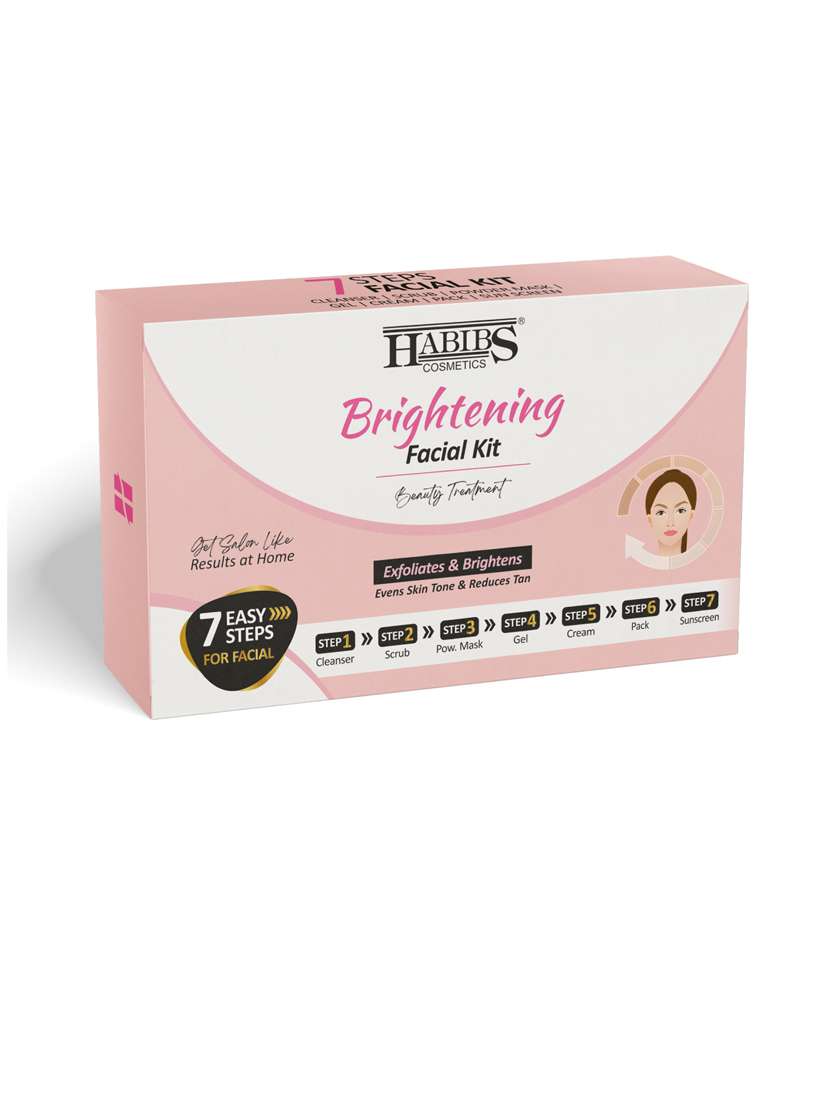 habibs brightening facial kit beauty treatment exfoliates & brightens even skin tone & reduces tan 7 easy step