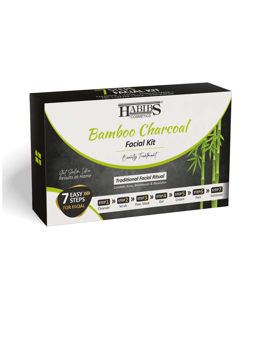 habibs charcoal facial kit beauty treatment traditional facial ritual combats acne blackheads & blemishes 7 easy steps