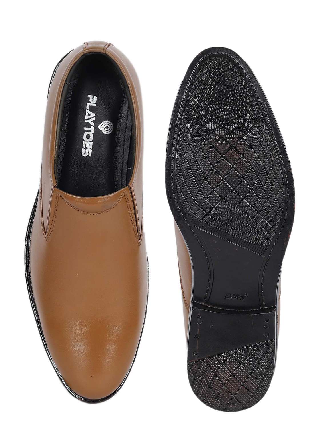 tan leather slip on derbies - 21073402 - Standard Image - 4