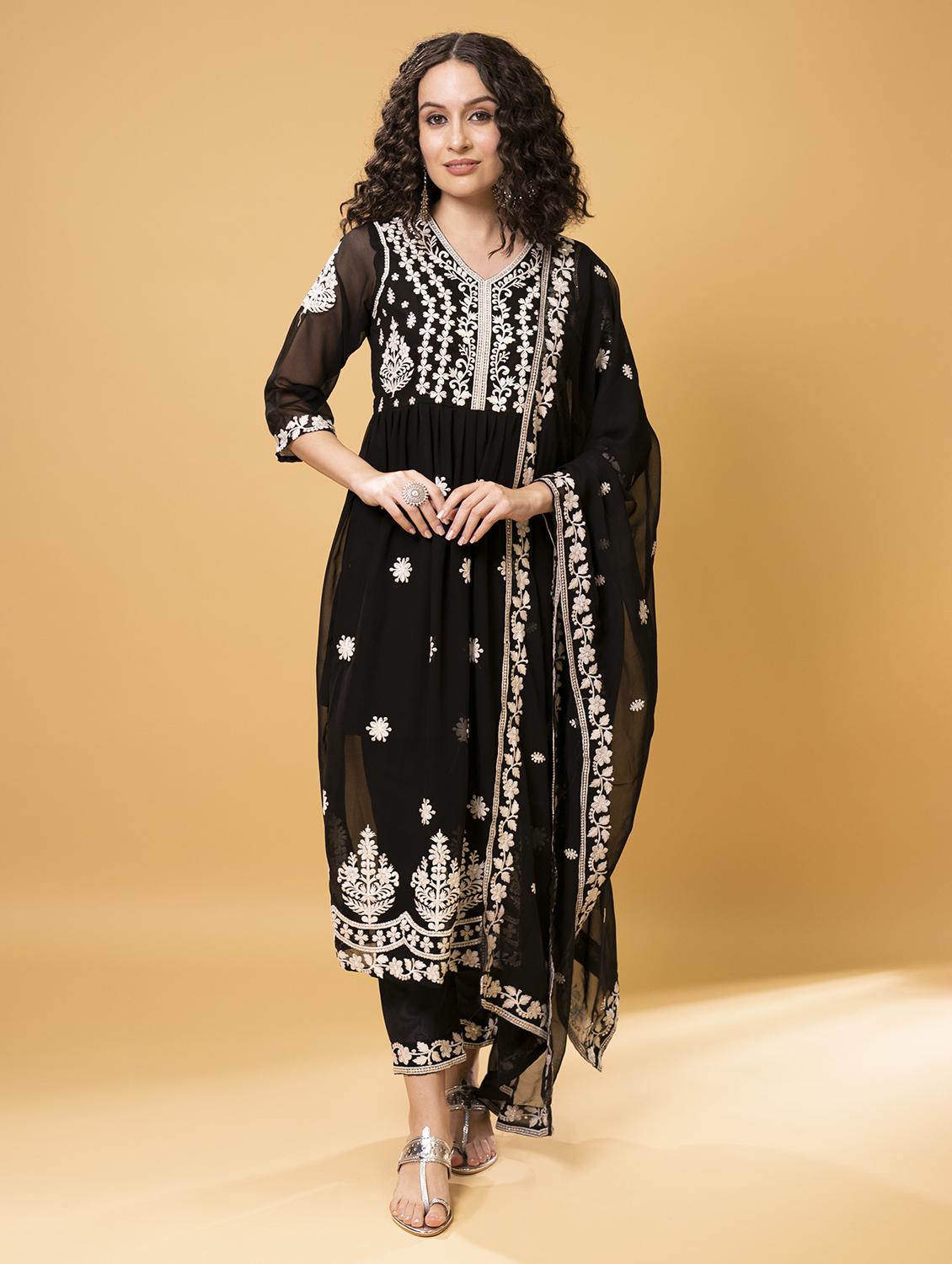 women three quarter sleeve suit set - 21073480 - Standard Image - 1