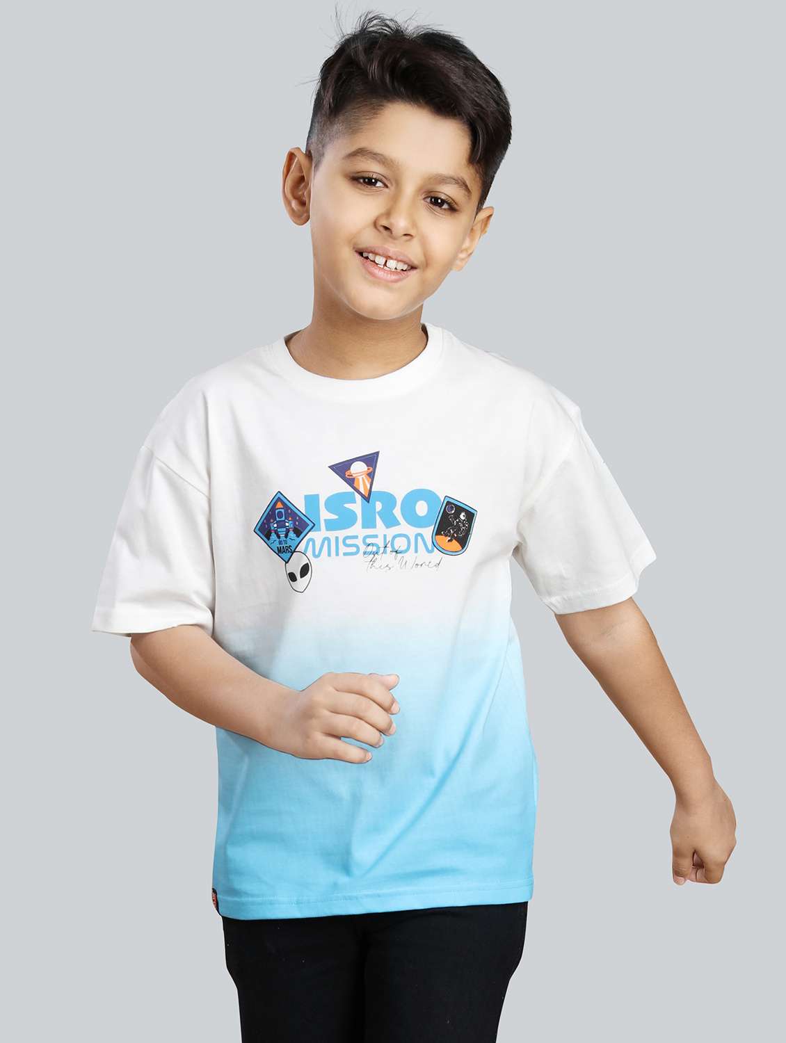boys printed round neck oversized t-shirt