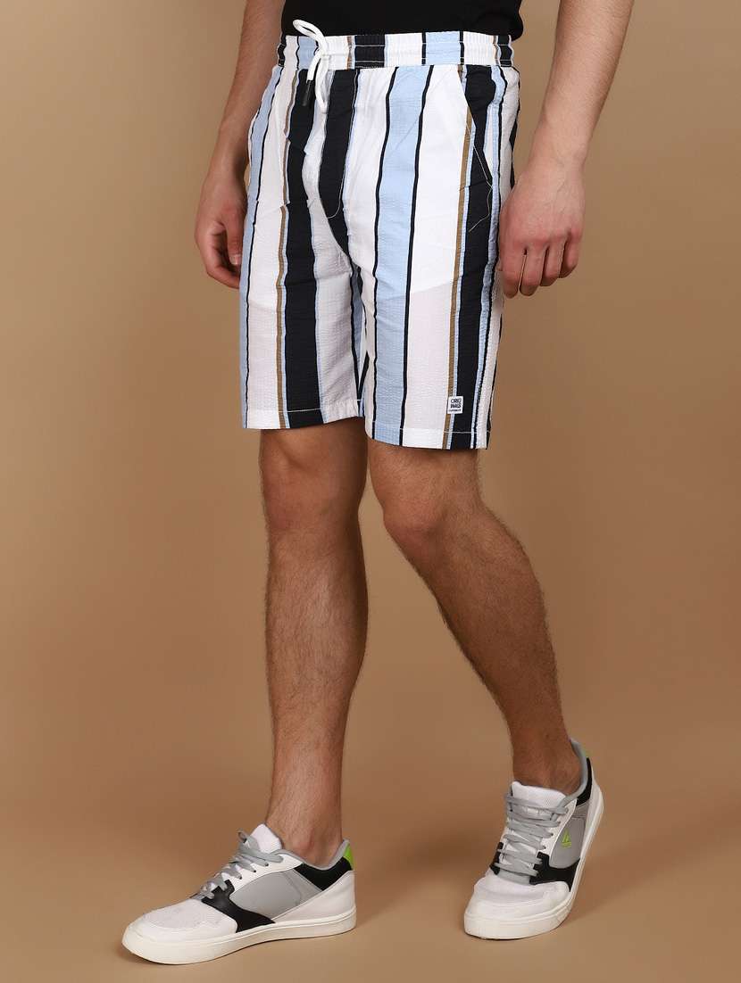 men striped mid rise cotton shorts - 21073890 -  Standard Image - 1