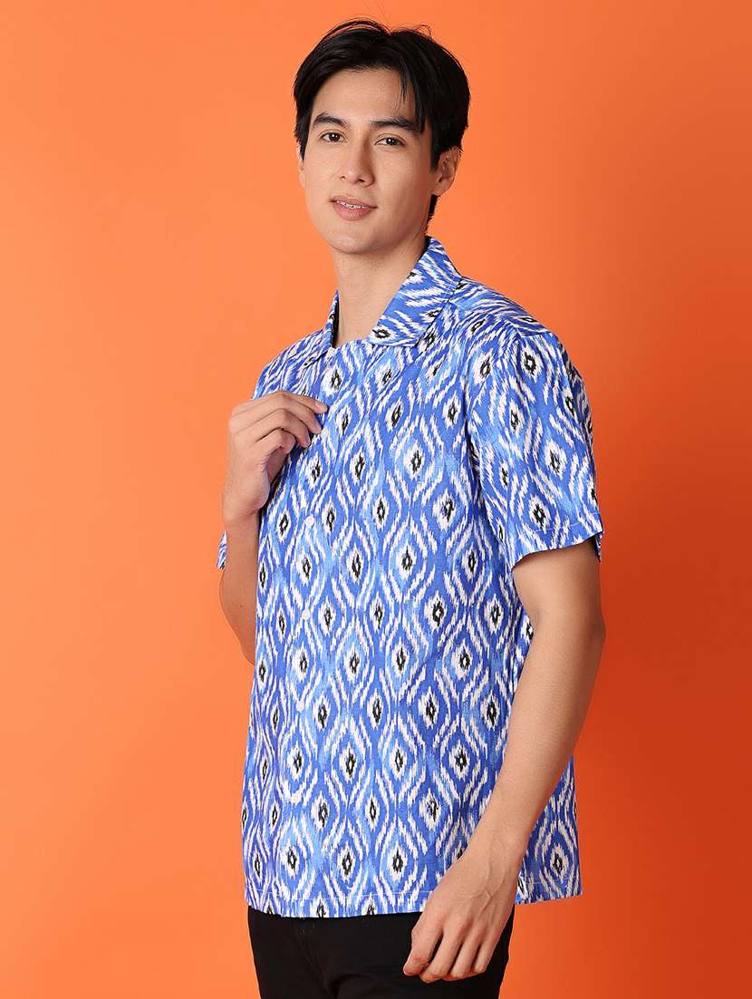 men blue printed casual shirt - 21073911 -  Standard Image - 1