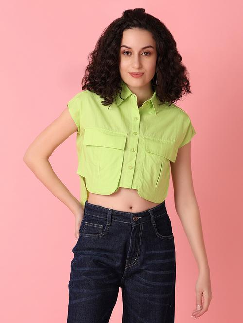 green solid regular shirt - 21073956 -  Standard Image - 0