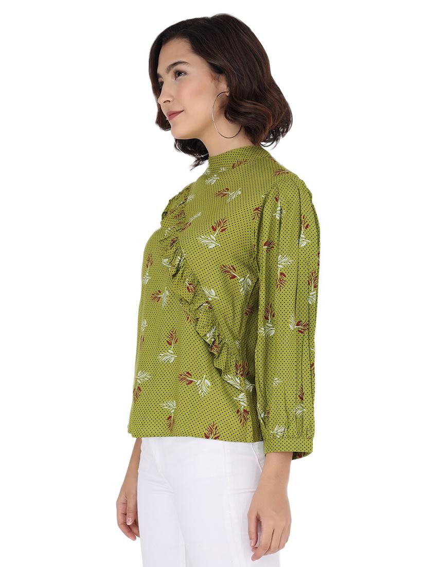 green printed detailed regular top - 21074445 -  Standard Image - 1
