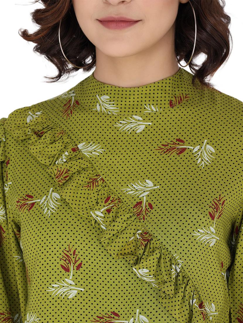 green printed detailed regular top - 21074445 - Standard Image - 4