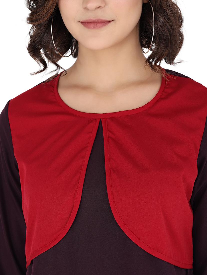women purple colourblocked detailed regular top - 21074446 - Standard Image - 4