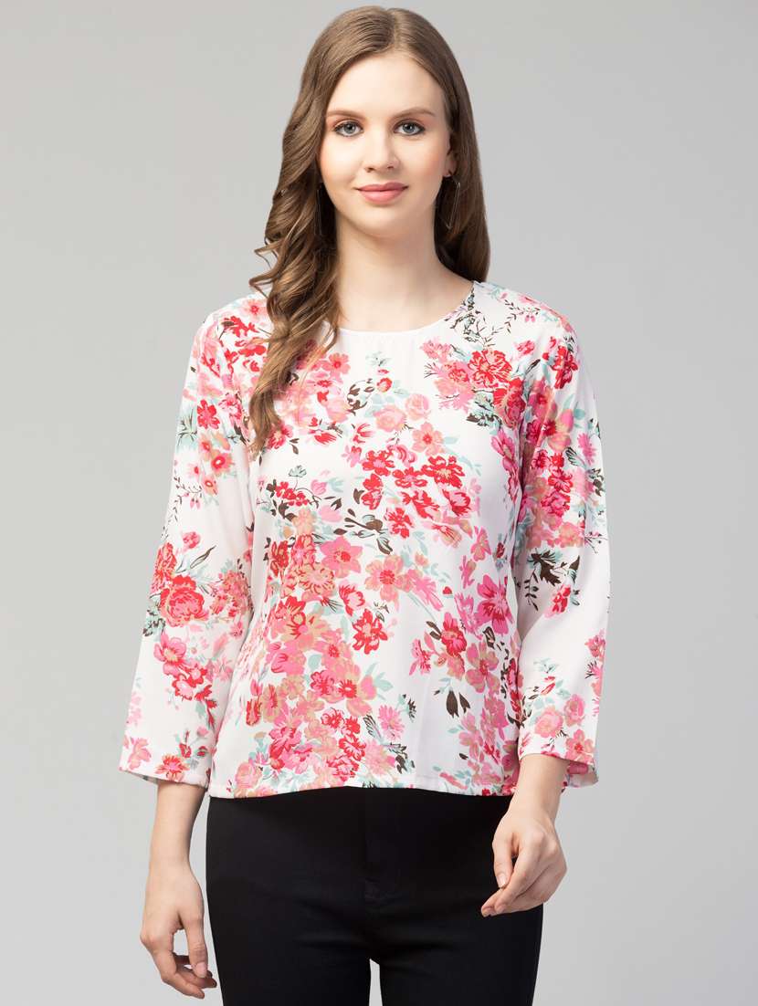women white floral printed regular top