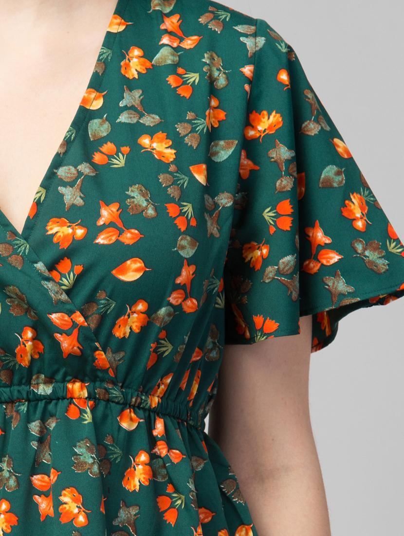 women green floral printed peplum top - 21074465 - Standard Image - 4