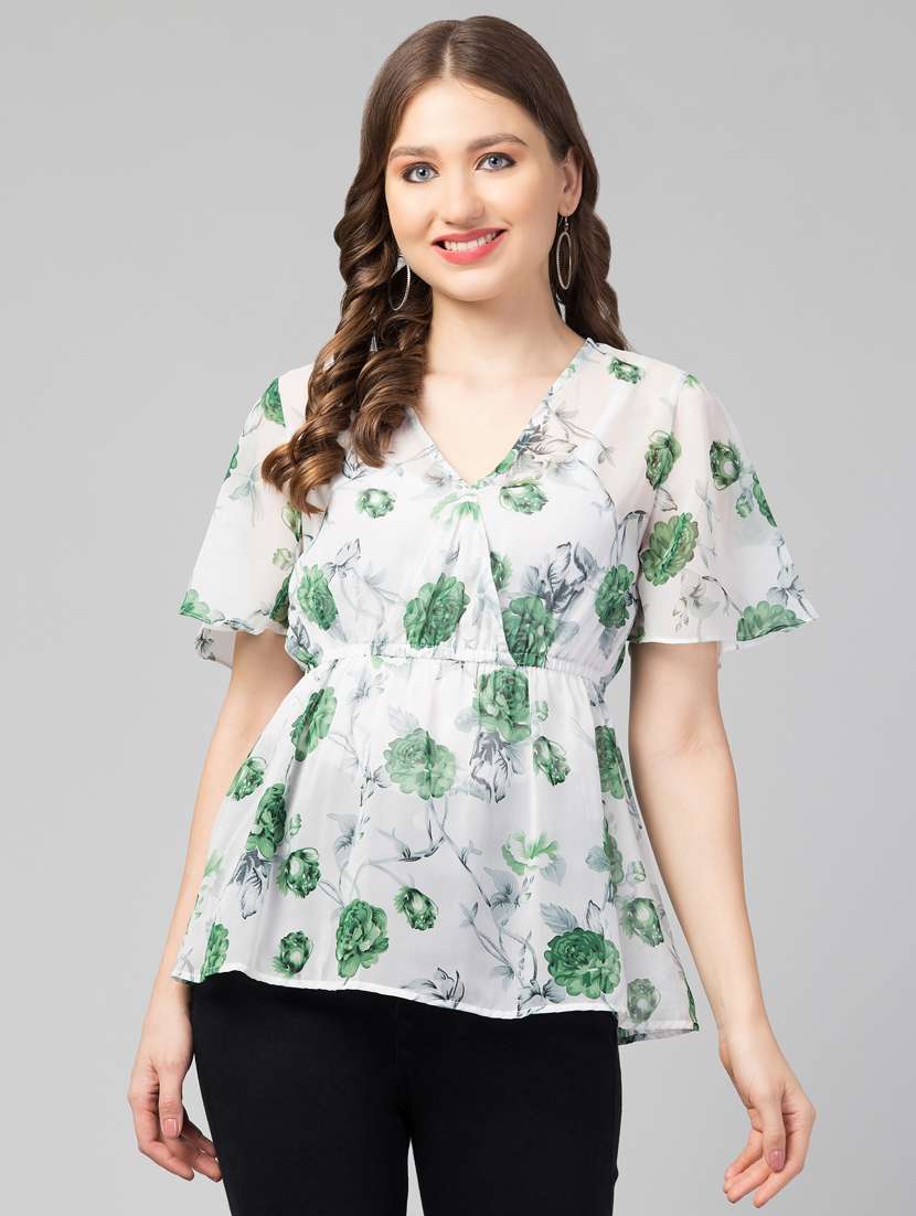 women white floral printed peplum top