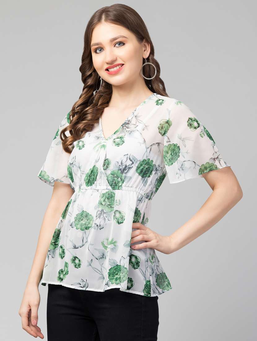 women white floral printed peplum top - 21074486 -  Standard Image - 1