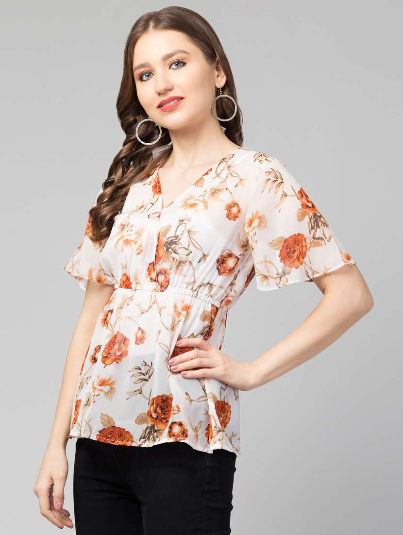 women white floral printed peplum top - 21074488 -  Standard Image - 1