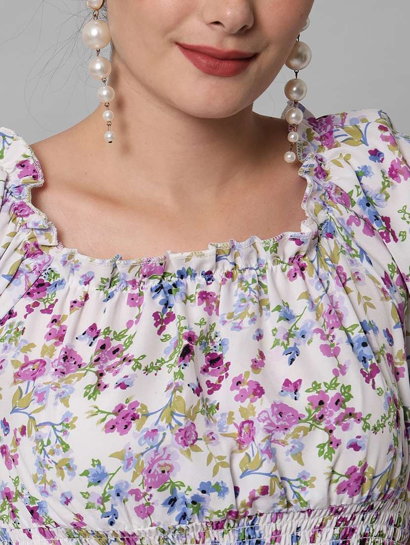 women white floral printed peplum top - 21074498 - Standard Image - 4