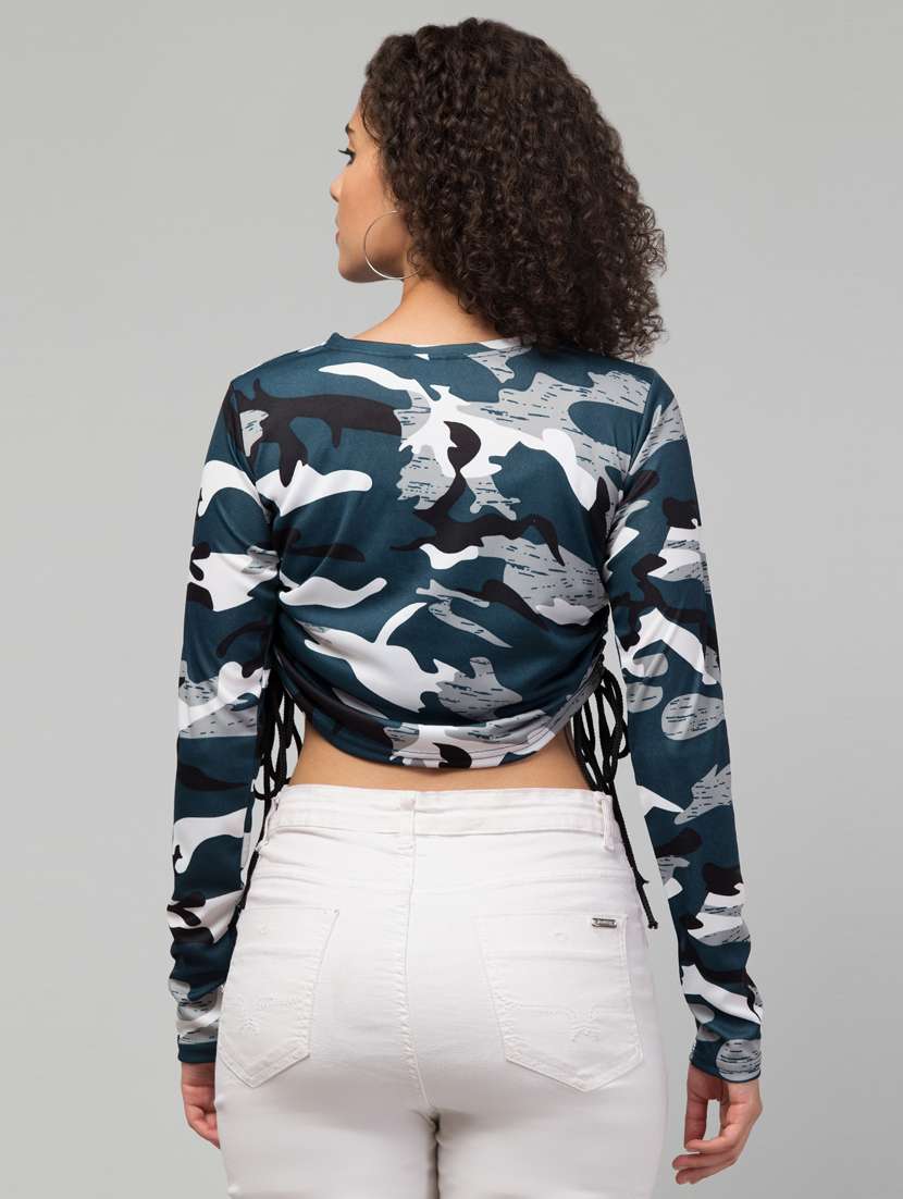 women green printed detailed crop top - 21074515 -  Standard Image - 1