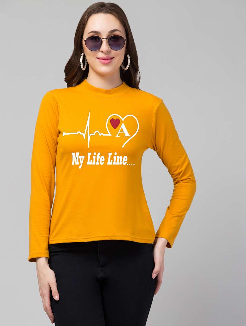 women yellow chest printed casual top - 21074520 -  Standard Image - 1