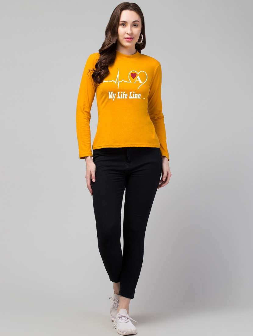 women yellow chest printed casual top - 21074520 -  Standard Image - 4