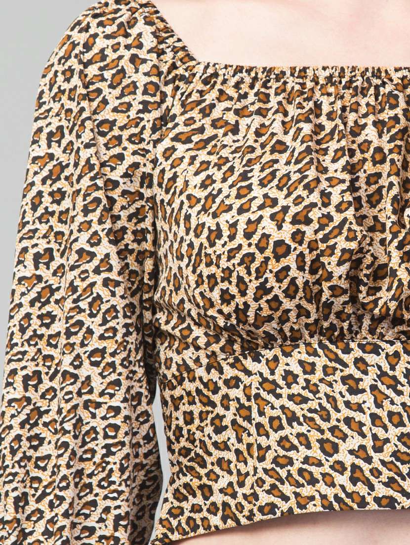 women brown printed crop top - 21074530 -  Standard Image - 4