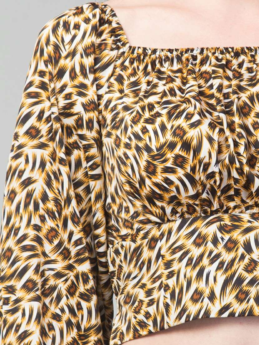 women brown printed crop top - 21074531 -  Standard Image - 4