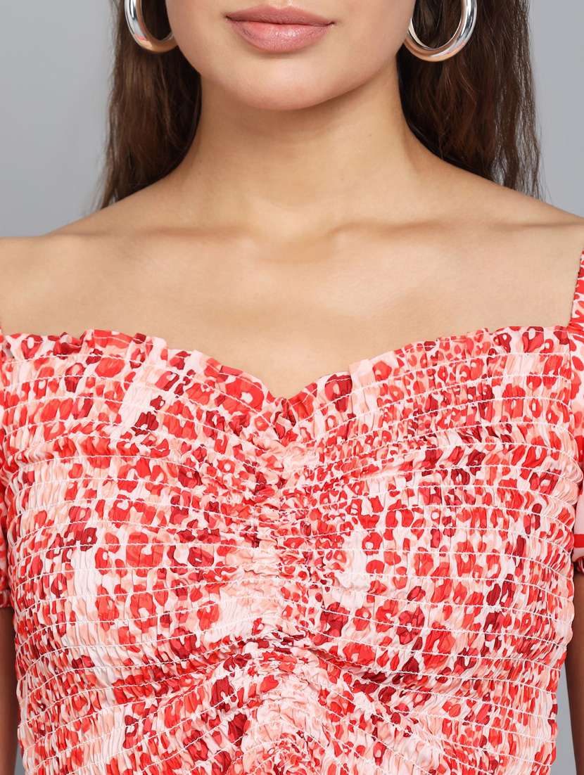 women red printed detailed crop top - 21074536 -  Standard Image - 4