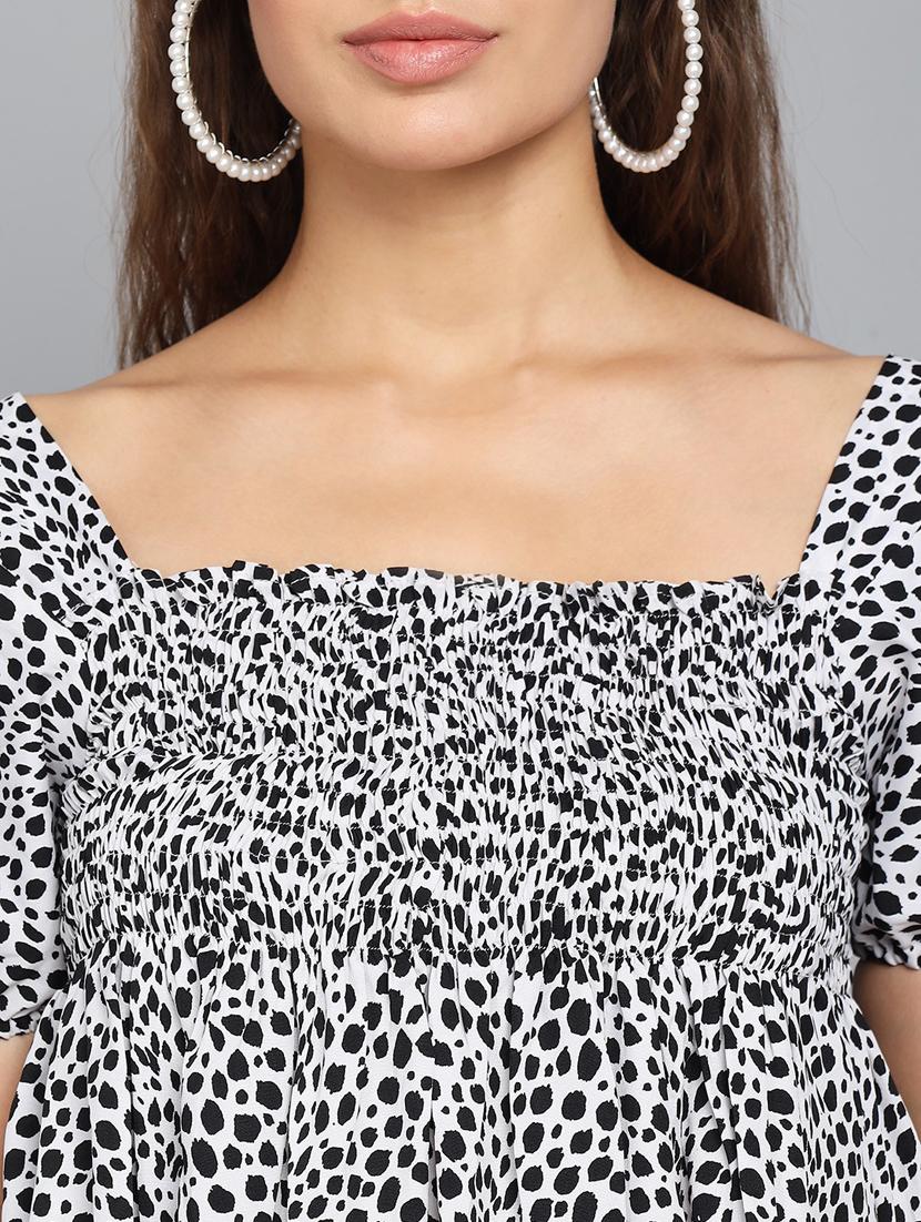 women white printed smocked detailed top - 21074537 - Standard Image - 4