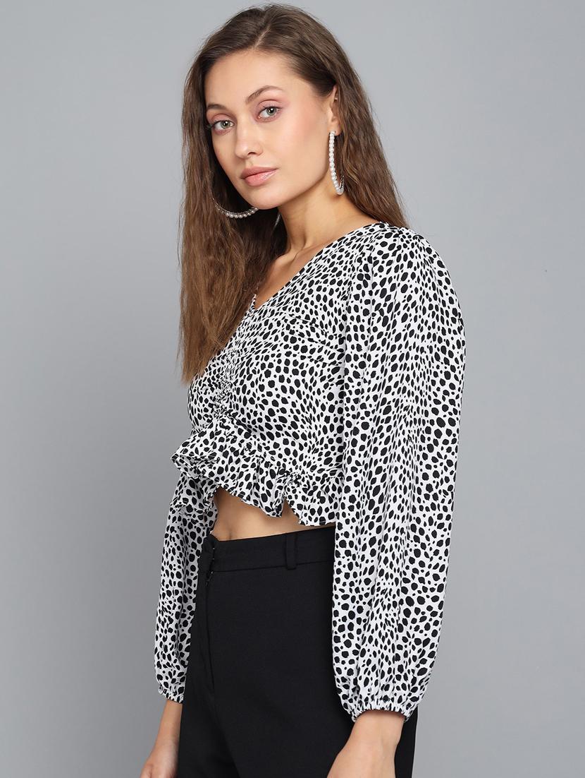 women white printed detailed crop top - 21074538 - Standard Image - 1