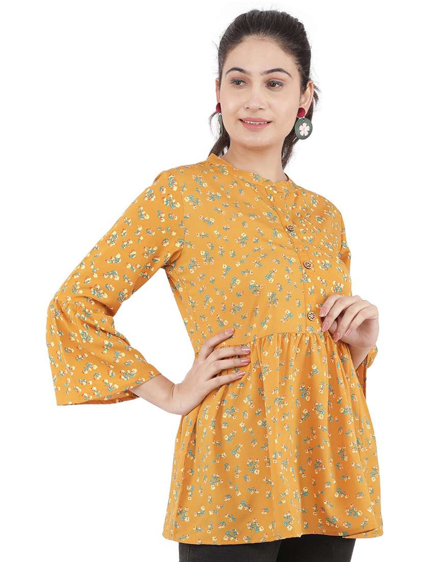 women yellow floral printed peplum top - 21074543 -  Standard Image - 1