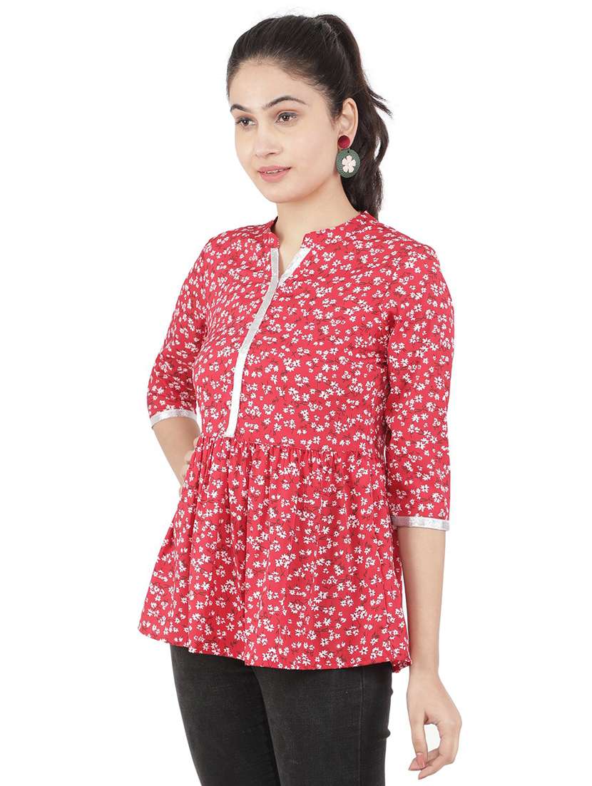 women red floral printed peplum top - 21074545 -  Standard Image - 1