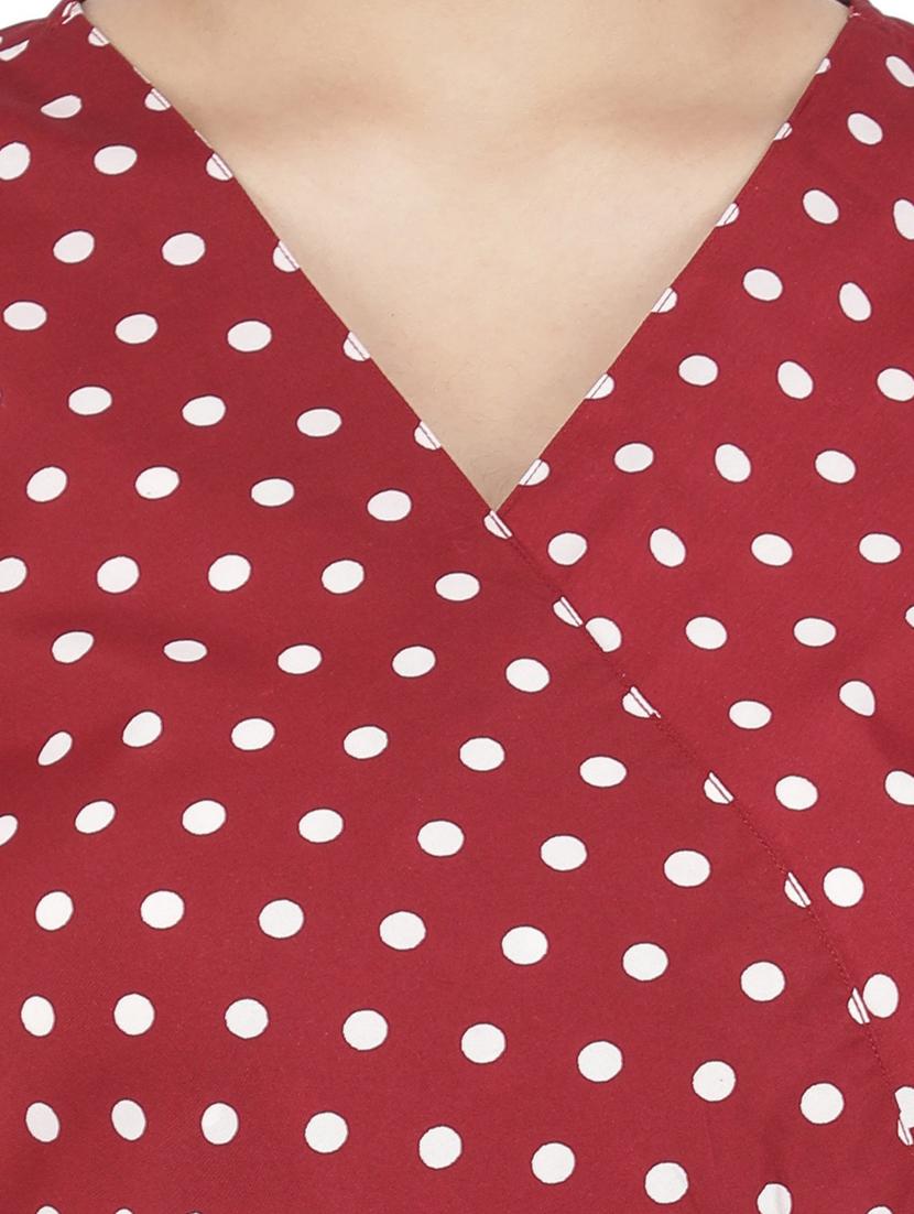 women red polka dots printed peplum top - 21074546 - Standard Image - 4