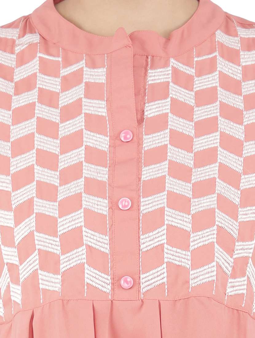 women peach embroidered detailed kurti - 21074547 -  Standard Image - 4