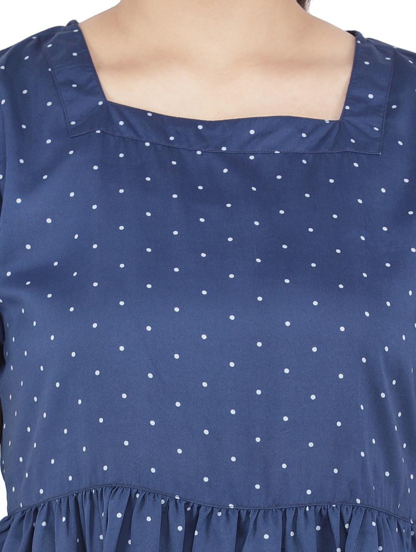 women navy blue printed peplum top - 21074548 - Standard Image - 4
