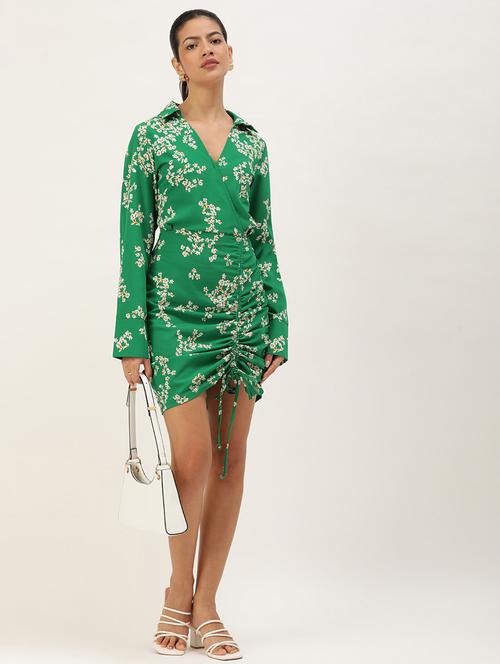green crepe bodycon dress - 21074747 -  Standard Image - 0