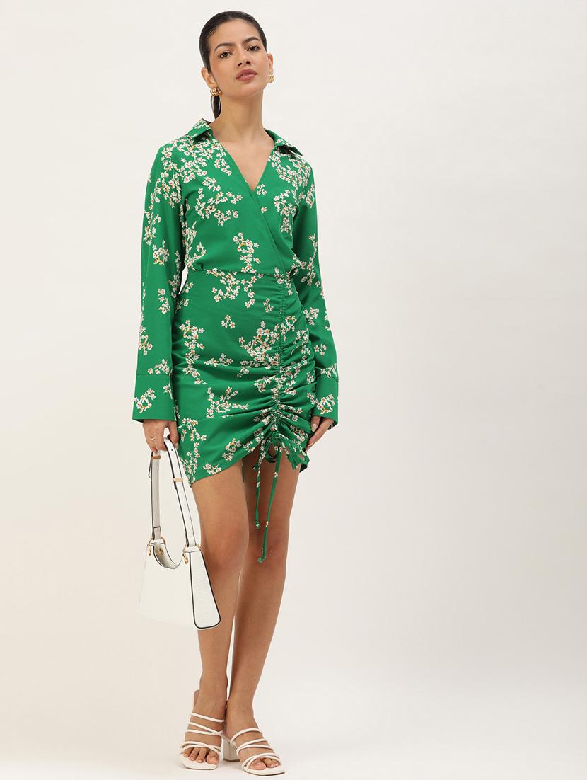 green crepe bodycon dress - 21074747 -  Zoom Image - 0