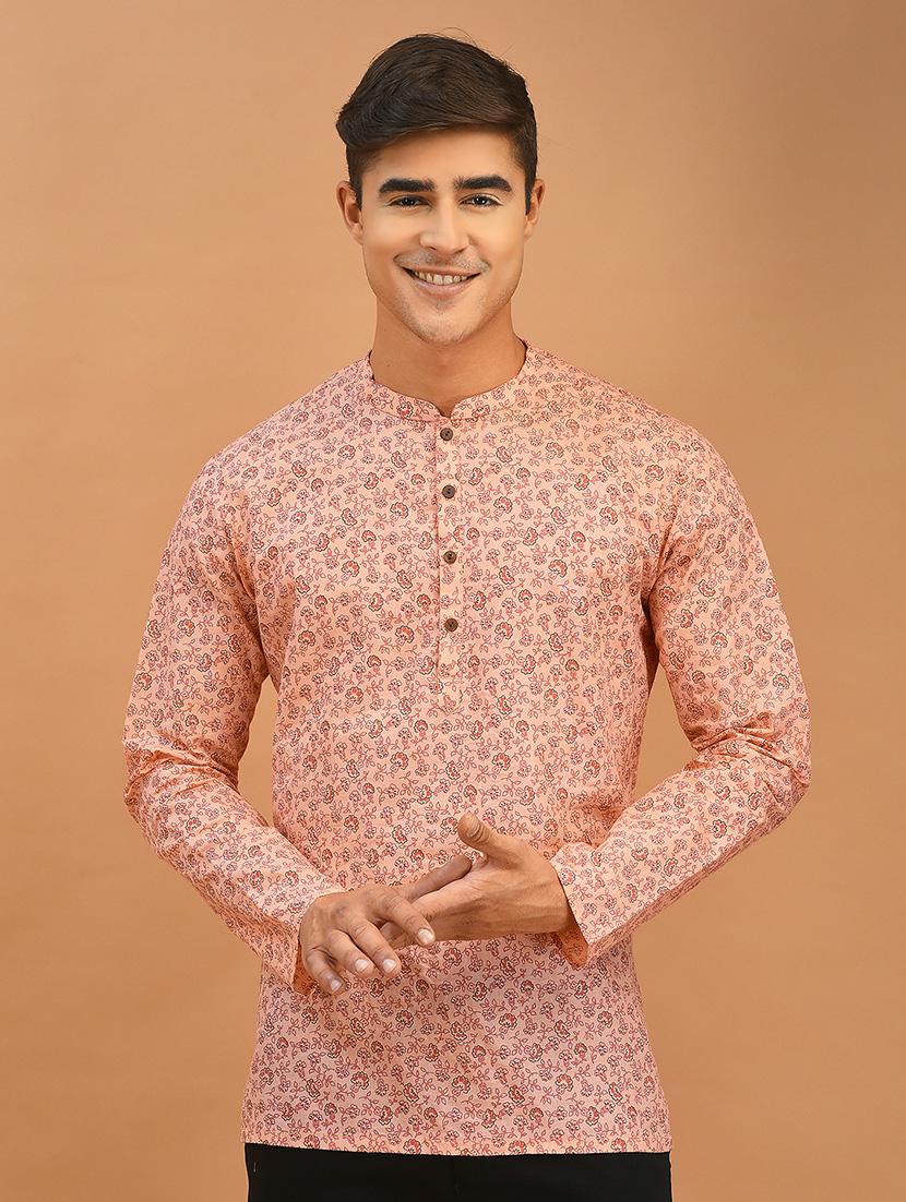 men printed short kurta - 21074775 - Standard Image - 1